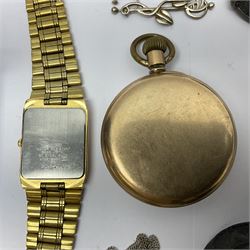 9ct gold 'Grandma' necklace and 'Special nan' pendant, Pinnacle open face gold plated pocket watch, Seiko quartz wristwatch and silver jewellery including Victorian brooches, etc