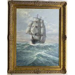 Michael J Whitehand (British 1941-): The Wool Clipper 'Red Jacket', oil on canvas signed, titled verso 101cm x 75cm 
Notes: 'Red Jacket' was one of the largest and fastest clippers ever built, and one of the first ships of the White Star Line, launched in 1853.