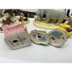 Nine Royal Doulton Winnie the Pooh Collection figures, including Oh Dear Bath Time's Here, Going Sledging, Tigger's Splash Time and Christopher Robin, together with a Royal Doulton Disney Showcase Jiminy Cricket figure, all boxed