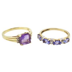 Gold tanzanite and diamond half eternity