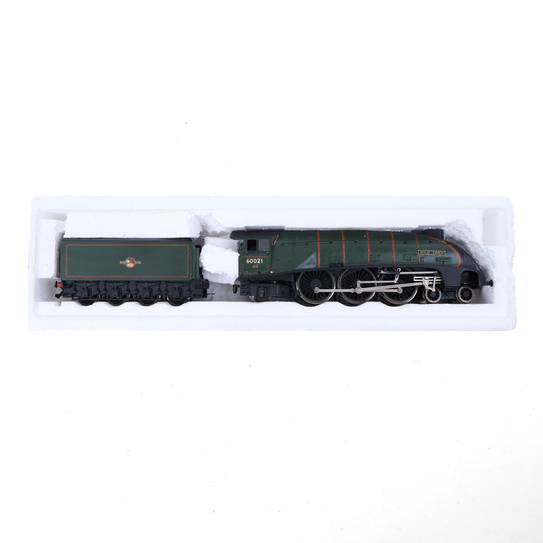 Limited edition 00 gauge Bachmann Class A4 4-6-2 locomotive and tender 'Wild Swan' no. 60021, Shed Code 34A Kings Cross, boxed