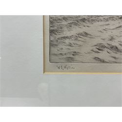 William Lionel Wyllie RA RBA RI RE NEAC (British 1851-1931): Tynemouth, drypoint etching signed in pencil 18cm x 39cm