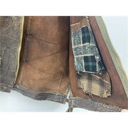 German Luftwaffe Hartmann leather jacket with tartan pocket linings, pocket zip pulls marked 'Eclair Bte.S.G.D.G.'