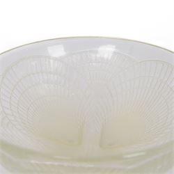 Lalique Coquilles opalescent glass bowl in the form of three shells, signed 'R Lalique beneath, D18cm