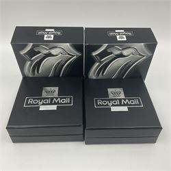 Two Royal Mail 'The Rolling Stones 60th Anniversary' fine silver stamp ingots, cased with certificates 