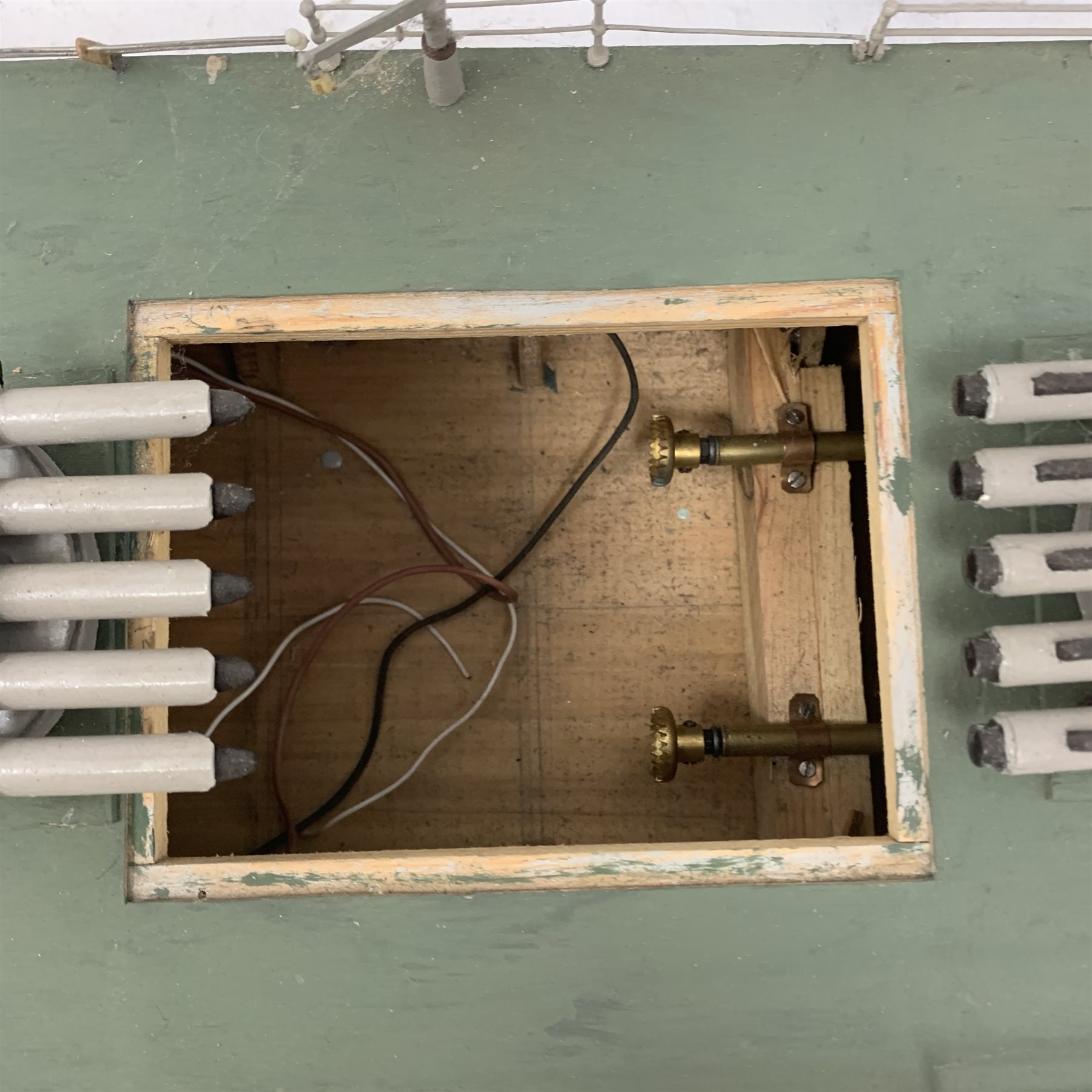 Large scale model of the Destroyer Javelin F61 painted in battle colours, with plans, L178cm, W22cm, H61cm. 