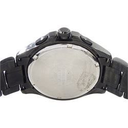 Citizen Eco-Drive Perpetual Calendar gentleman's black stainless steel quartz wristwatch, Ref. WR 100, on original strap with fold-over clasp