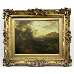 Circle of Frederik de Moucheron (Dutch 1633-1686): Goatherd in a Landscape, oil on panel b...