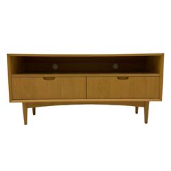 Bentley Designs - 'Dansk Scandi' light oak television cabinet, open shelf above two drawers