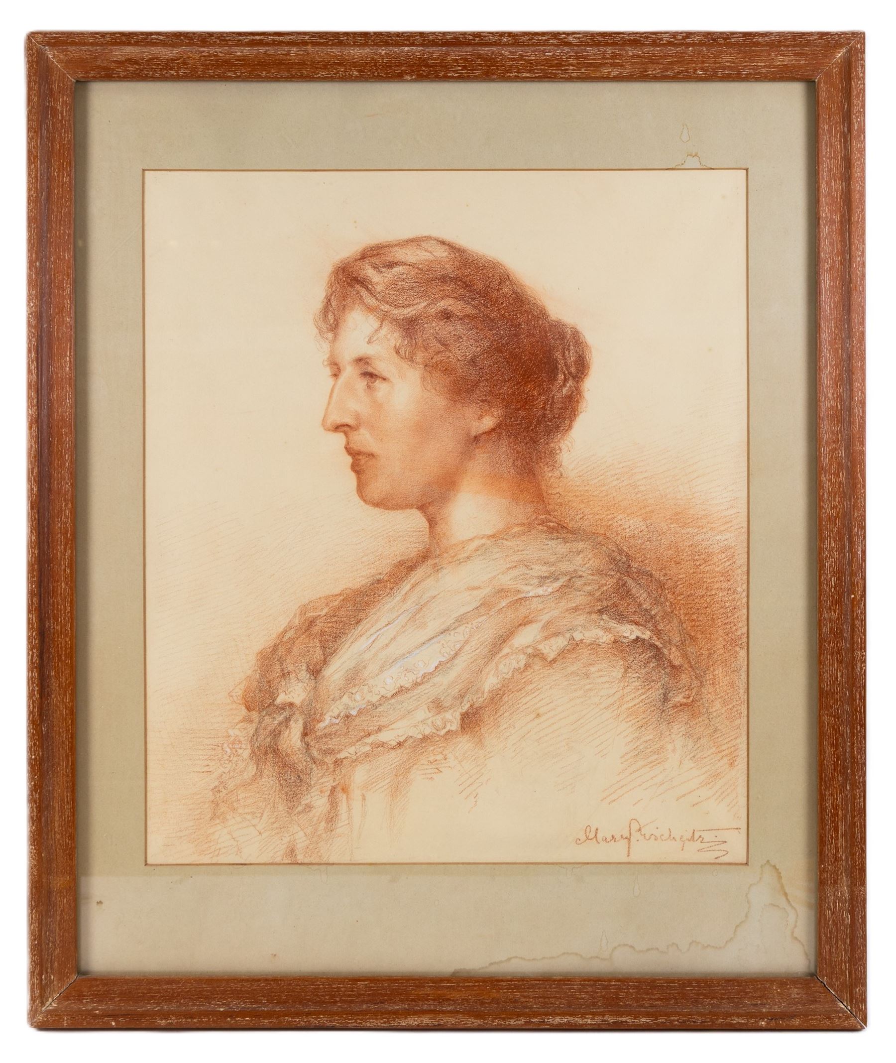 Mary Georgina Rischgitz (British 1866-1939): Self Portrait of the Artist, sanguine chalk signed 57cm x 49cm