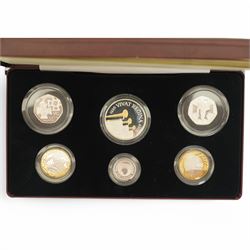 The Royal Mint United Kingdom 2006 silver proof piedfort six-coin collection, cased with certificate

