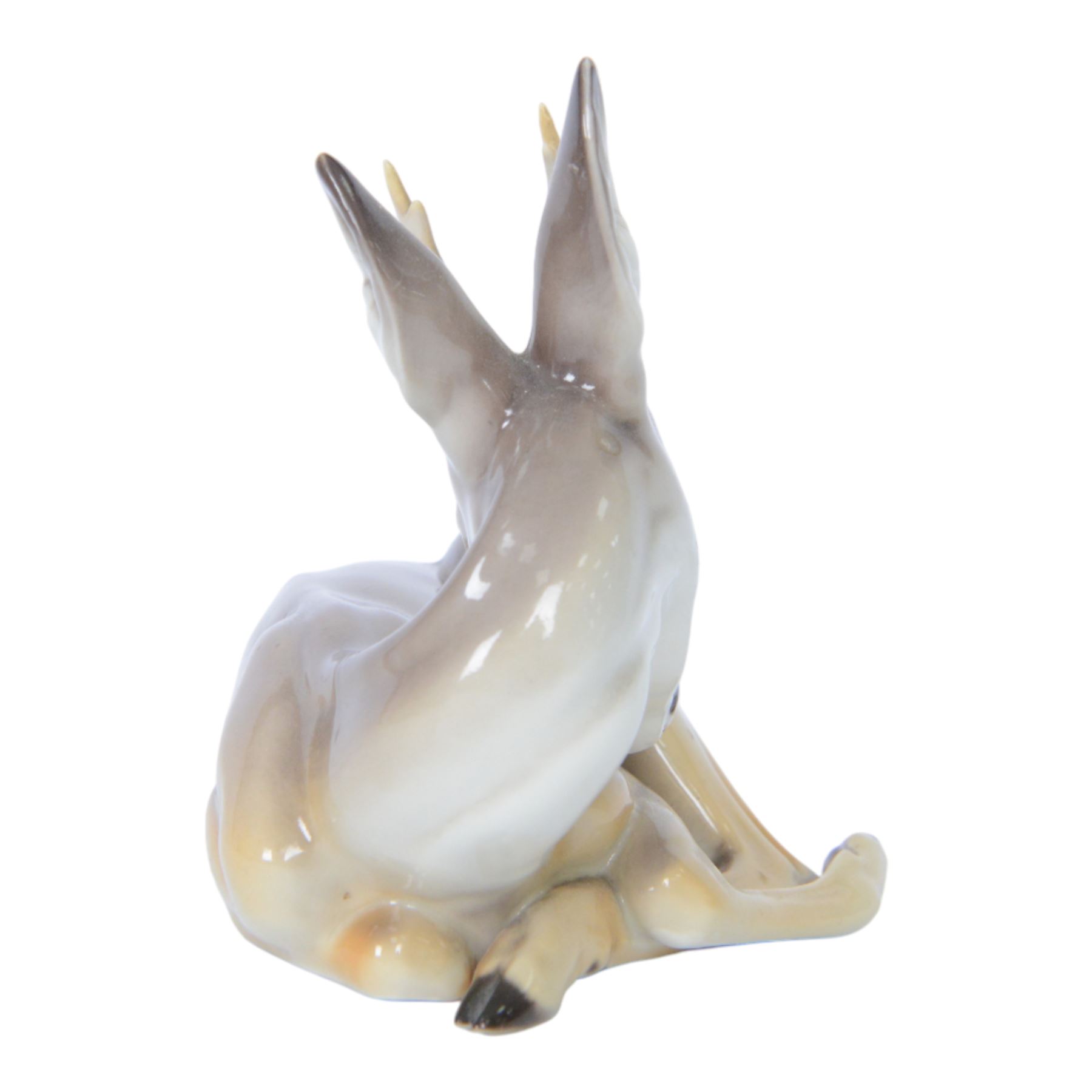 Nymphenburg, recumbent roebuck, model no. 423, with impressed mark beneath, H14cm