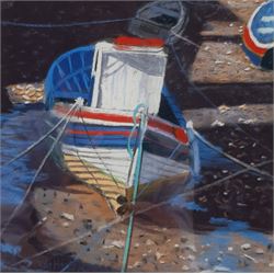 Keith Blessed (British Contemporary): 'Boat on Staithes Beck', pastel signed, titled verso 19cm x 19cm