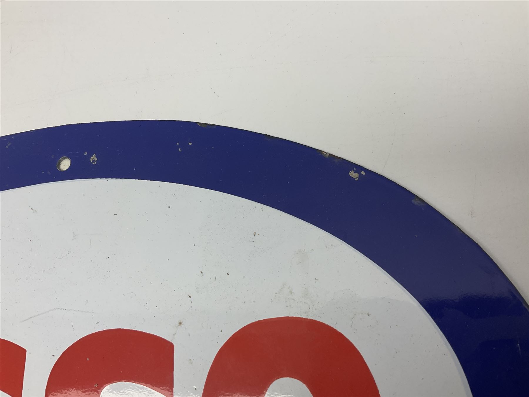 Enamelled Esso advertising type sign together with a Minnesota number plate, Esso H23cm