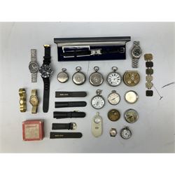 Victorian gold lava and stone set cameo bracelet, three silver pocket watches including R C. Bird Hull key wound lever,  The Veracity Masters Ltd, Rye lever, Carmichael Rotary, Dan Dare pocket watch and a collection of wristwatches including Thomas Russell & Son, 