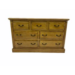 Gothic polished pine dresser, fitted with seven drawer 