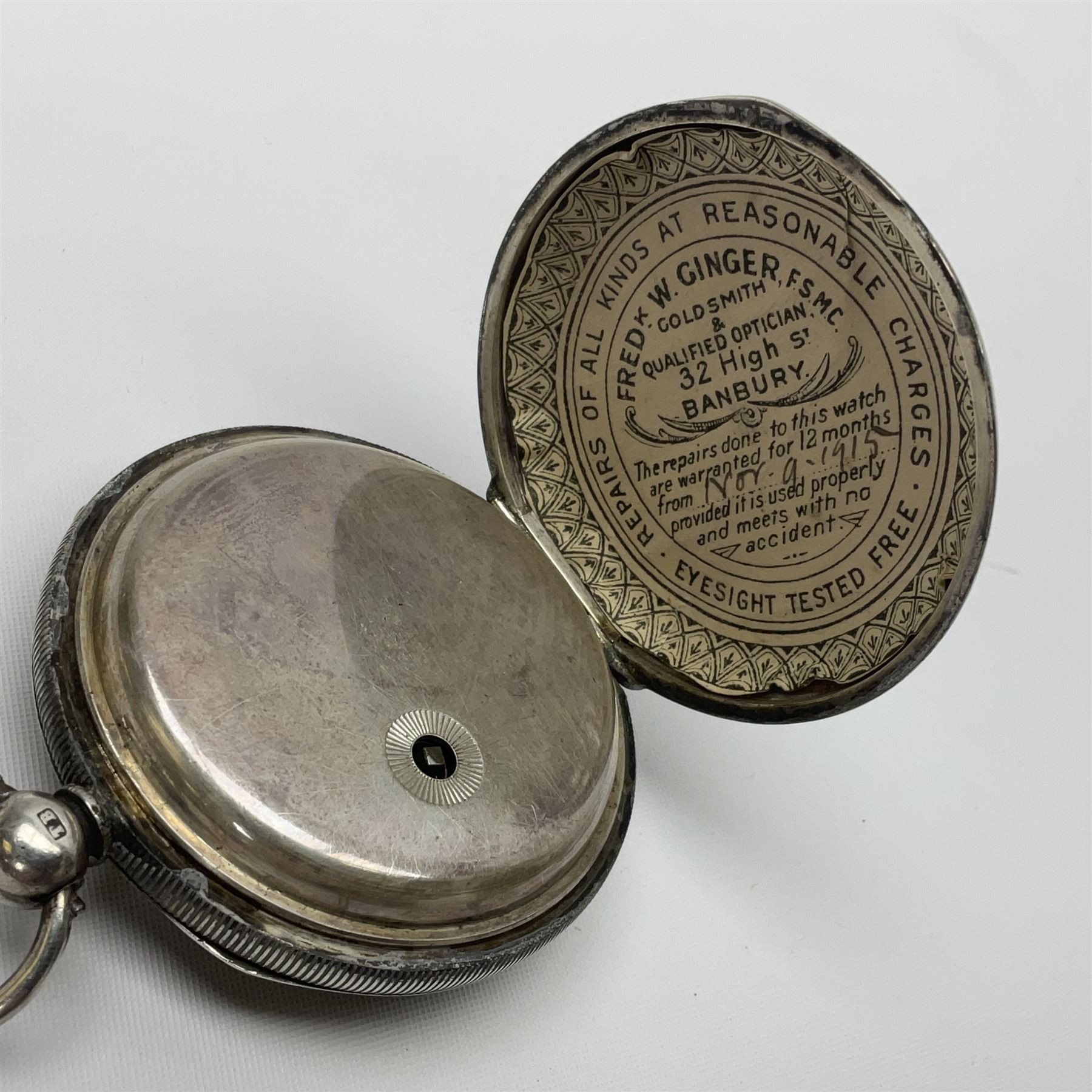 Victorian silver pocket watch, hallmarked, together with a smaller silver fob watch