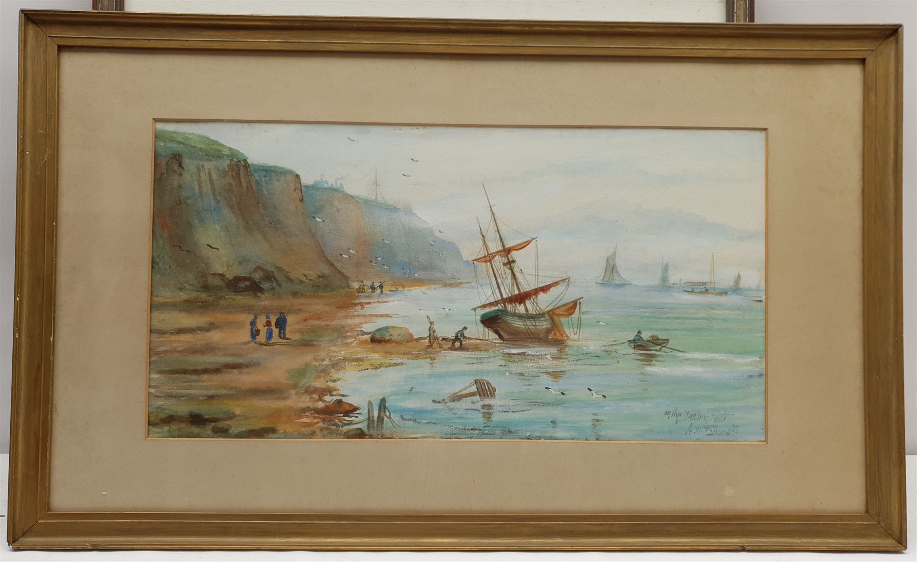 Willis Richard Edwin Hudson (British 1862-1936): Robin Hood's Bay, watercolour signed 29cm x 37cm; AW Russell (British early 20th century): 'On the Yorkshire Coast', watercolour signed and titled 25cm x 48cm (2)