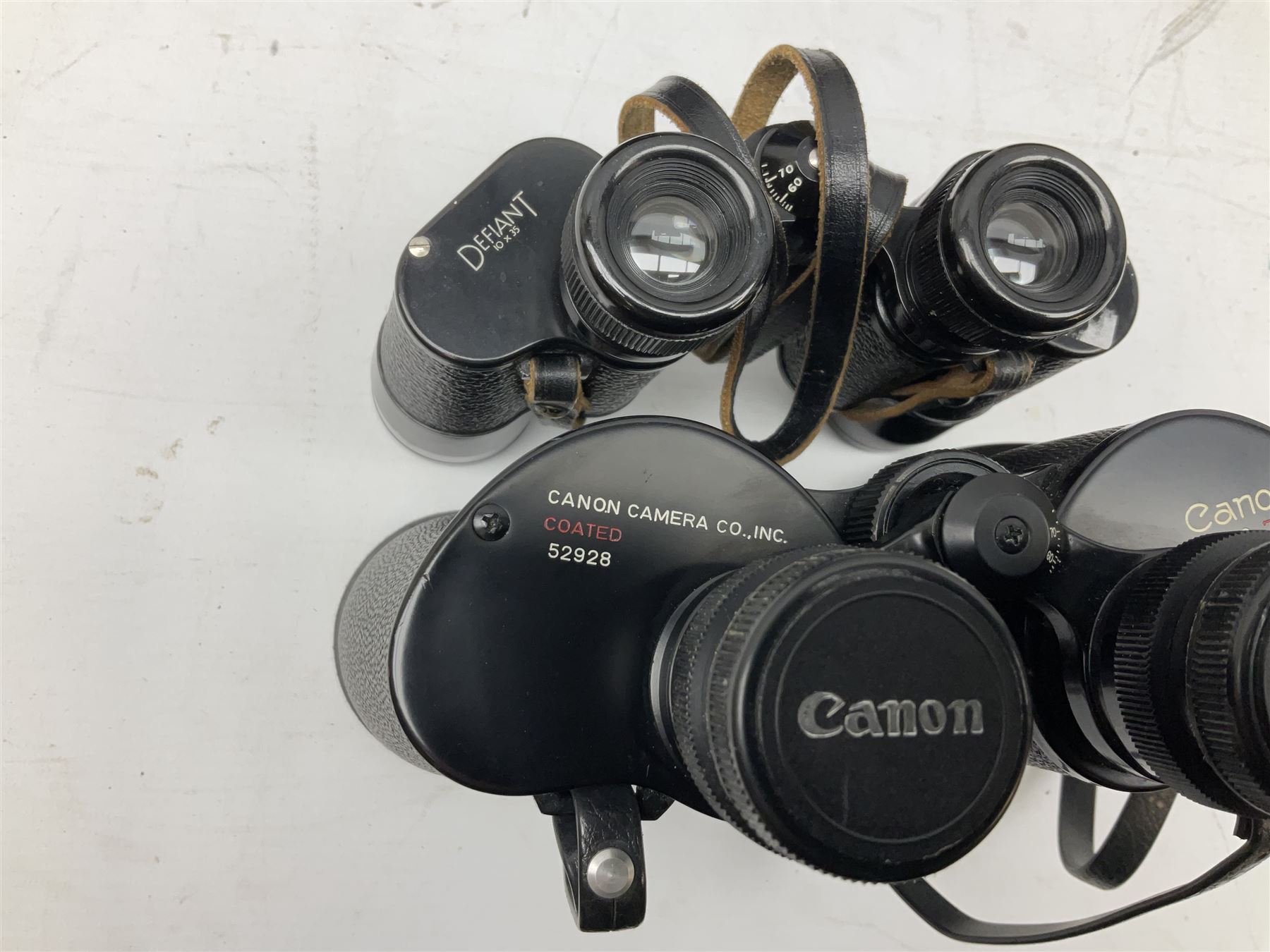 Ten cased pairs of binoculars, to include Rainbow 20x60, Barr & Stroud 7x, Yashica 7x50, Ross London Stepmur 10x50, Wray London Defiant 10x35, Canon 8x30 etc