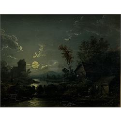English School (19th Century): River views by Moonlight, pair oils on panel unsigned 13cm x 17cm (2)