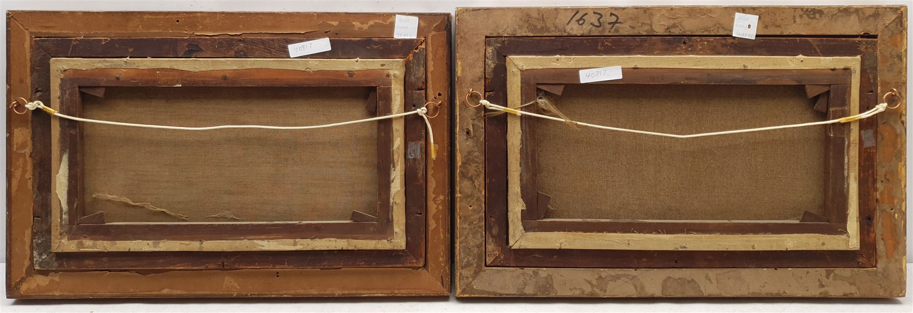 John Thompson (British exh.1892-1933): River and Valley Landscape, pair oils on canvas signed 23cm x 44cm (2)