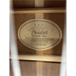 Fender model DG-20CE NAT semi-acoustic guitar with mahogany back and sides and spruce top, serial no. 03035336, L104cm, in fitted carrying case