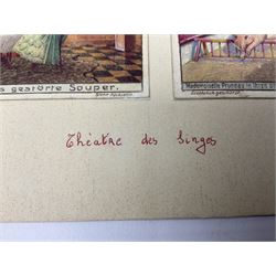 Six original Liebig watercolour illustrations: 'Theatre des Singes'