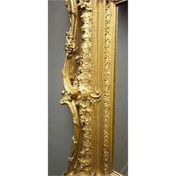  19th century wall mirror, rectangular plate in scroll and acanthus carved giltwood and gesso frame, W93cm, H76cm  