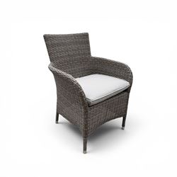 LG Outdoor - rattan bistro set, comprising two armchairs and table with tempered glass top