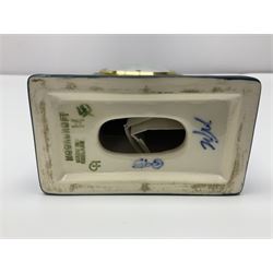 Moorcroft mantel clock, decorated in Bulrush and Water Lily pattern, with impressed and printed marks beneath, H15.5cm