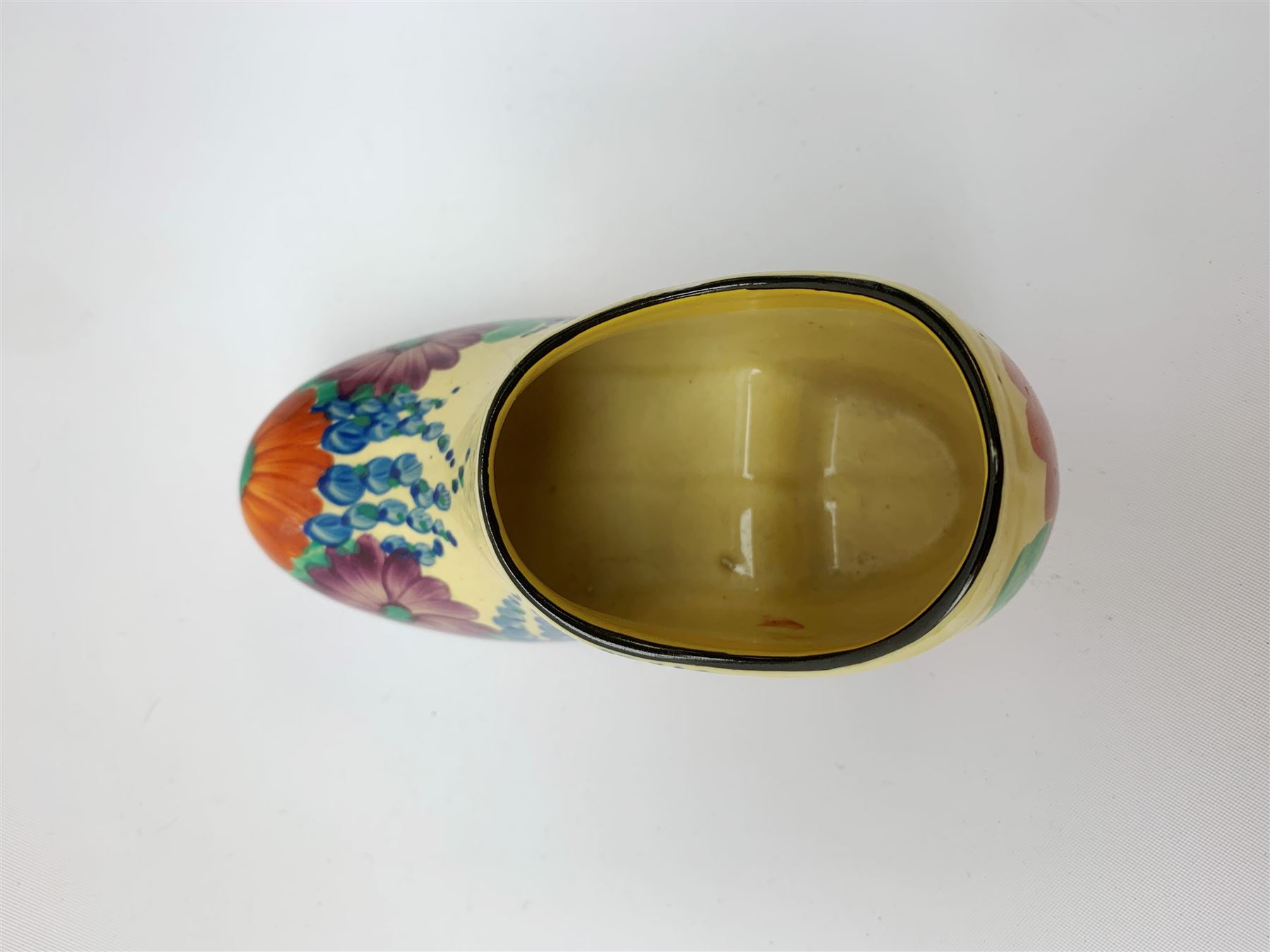 Clarice Cliff Bizarre 'Gayday' pattern Clog, L11.5cm 
