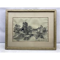 Ada Wilson (British early 20th century): 'At Chester', pencil heightened in white signed titled and dated 'April 11th 1901', 34cm x 51cm