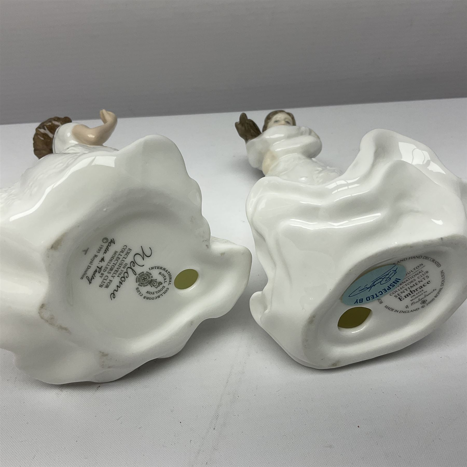 Seven Royal Doulton figures, comprising Sara HN2265, Lorraine HN4301, Mary HN3375, Olivia HN5114, Charlotte HN4092, Josephine HN4223 and Rachel HN4780, together with five smaller Royal Doulton figures (12)