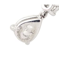 Tiffany & Co pair of platinum pear cut and round brilliant cut diamond pendant earrings, stamped T&Co, PT 950, total diamond weight approx 1.60 carat
