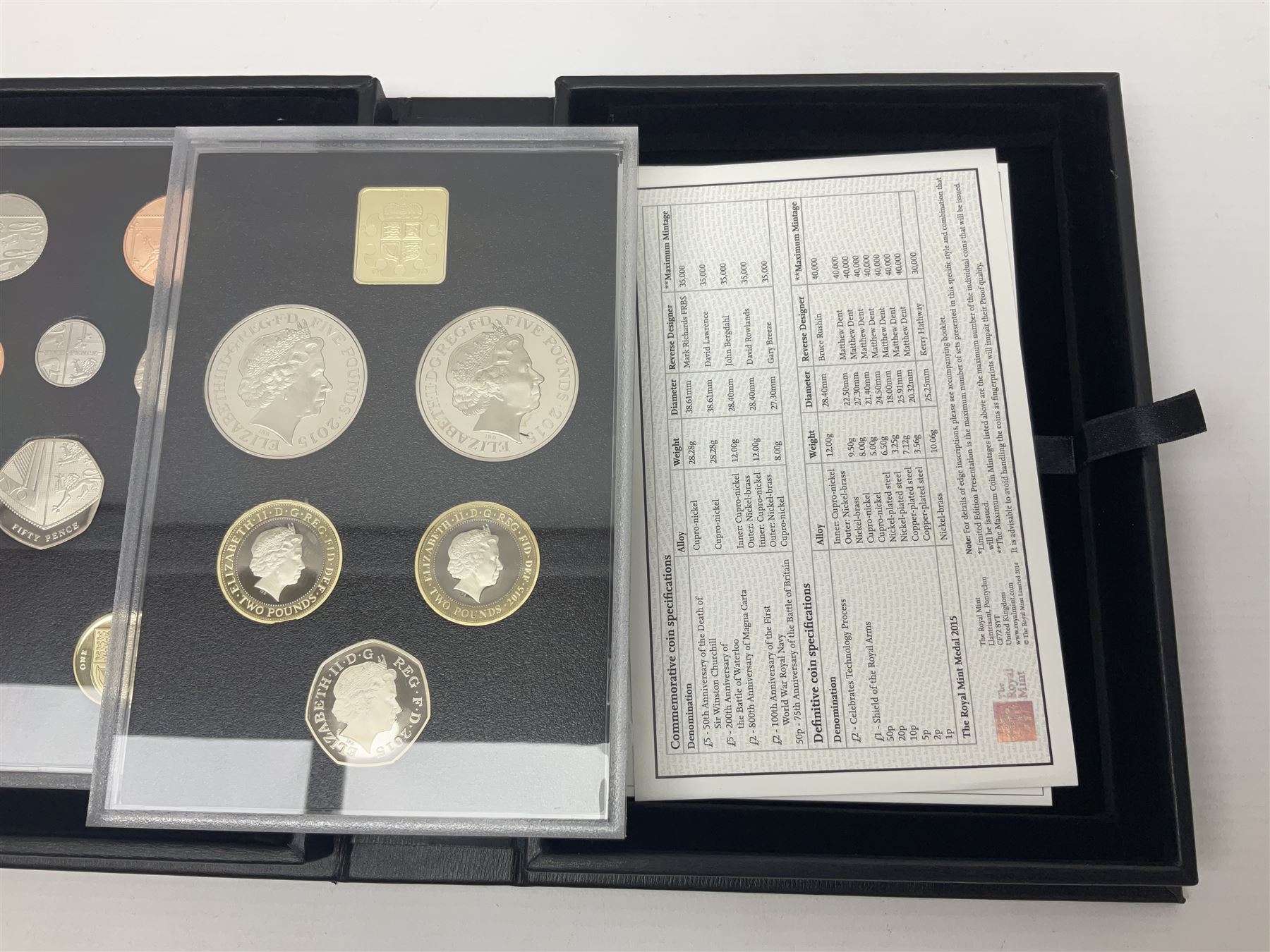 The Royal Mint United Kingdom 2015 proof coin set collector edition, cased with certificate