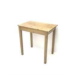 Small pine side table, square tapering supports