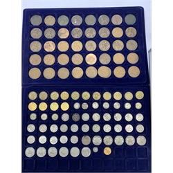  Collection of mostly Great British including Commemorative crowns, Queen Victoria and later pennies, small number of pre 1947 threepence and sixpence pieces, pre-decimal coinage etc, housed in trays within a coin storage case  