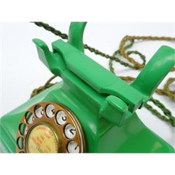  Rare 1930's Jade Green Bakelite G.P.O 'Pyramid' Telephone, model PL '35/234 No. 162F with no. 25 bell set and copper dial, Pat. 178936, H19.5cm   