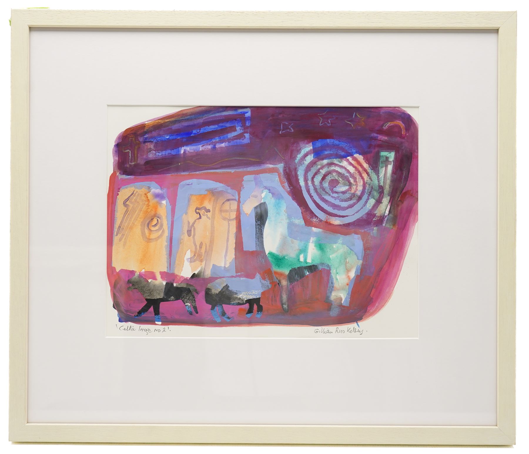 Gillian Ross Kelsey (British 1935-2025): 'Celtic Image No 2', mixed media on paper signed and titled in pencil 24cm x 34cm