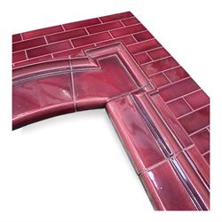 Twentieth century red glazed tile fireplace insert