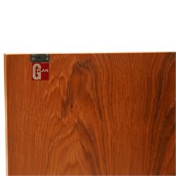 G-Plan - ‘Fresco’ teak bookcase cabinet, rectangular open bookcase with mirrored back panel to the upper section, fitted with a single glass display shelf and two wooden shelves below, the base enclosed by a pair of cupboard doors with shaped teak handles, on a plinth base