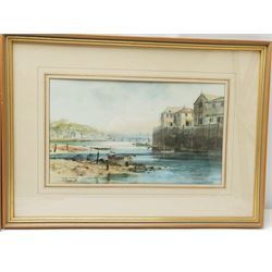 S Thompson (British 20th century): 'Polperro' and 'Looe' Cornwall, pair watercolours signed titled and dated '71, 22cm x 38cm; Margaret Crowther (British early 20th century): 'Clovelly', watercolour signed titled and dated 1937 32cm x 45cm (3)