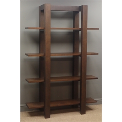  Wren Furniture - oak four tier open bookcase shelving unit, W120cm, H180cm, D43cm  