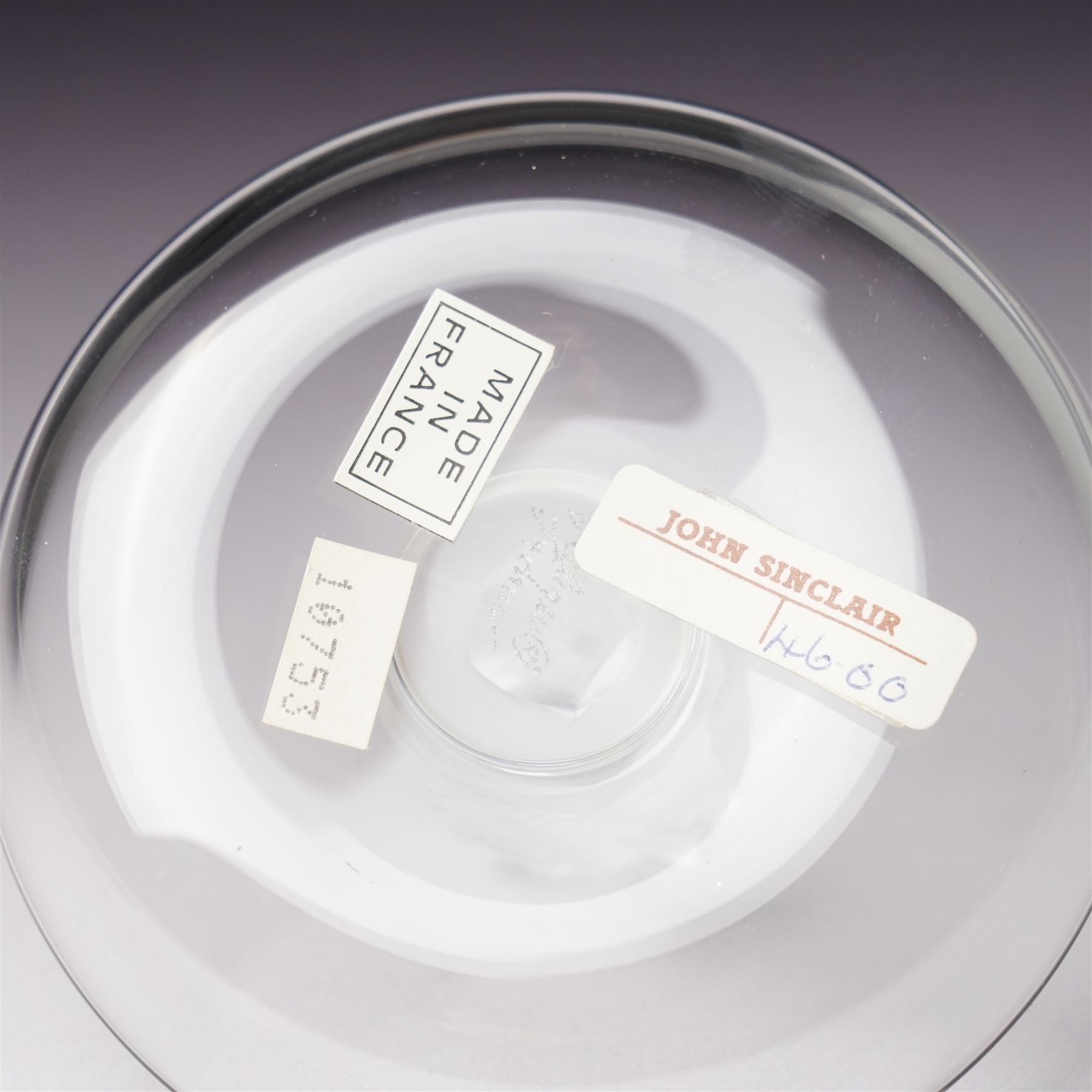 Lalique glass squirrel pin dish, the perched squirrel on a central column, marked Lalique, France, D10cm 