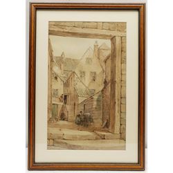 Neil Stuart Crichton (British 1854-1913): Arguments Yard Whitby, watercolour signed 37cm x 22cm