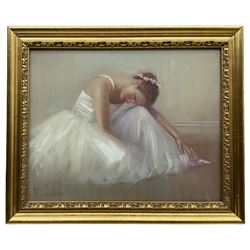 Salvatore Rodriquez (Italian 1934-): Ballerina, oil on canvas signed 23cm x 29cm