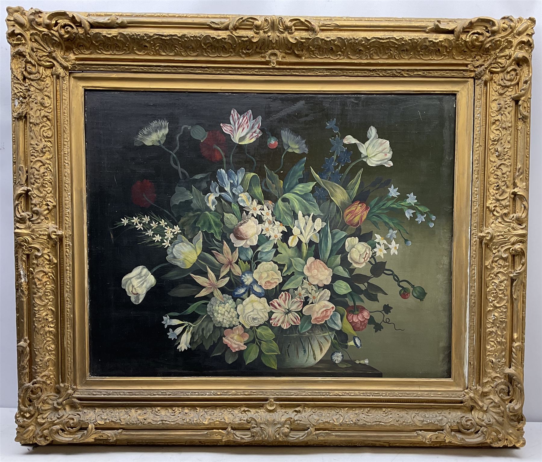 Dutch School (18th/19th century): Still Life of Flowers in a Vase, oil on canvas signed with monogram 90cm x 70cm