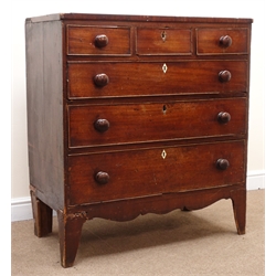  Georgian mahogany chest, three short and three long graduating drawers, W94cm, H104cm, D51cm  