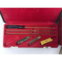 Assorted gun cleaning equipment including .303 brass oil bottle and boxed Webley Cleaning Kit etc; together with quantity of various calibre bullets for reloading 