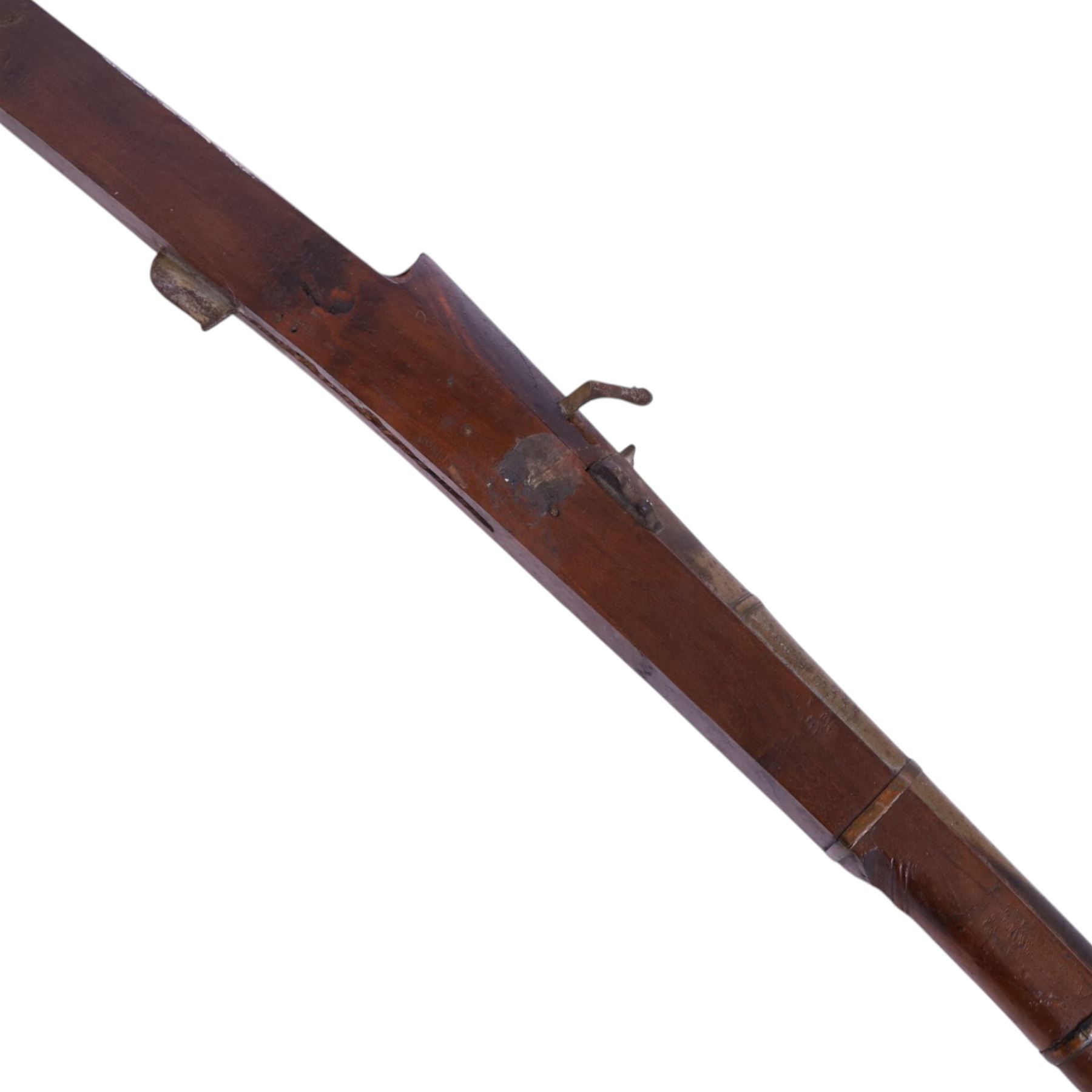 Indian matchlock jezail from the Royal Jaigarh Fort, Jaipur, the plain 51 inch barrel with flared muzzle, stamped to breech 'JPR/EXR/2/7333' on a full wooden stock, overall length 180cm, together with certificate of authenticity on Rajmahal Palace Office headed paper, dated 11th March 1978